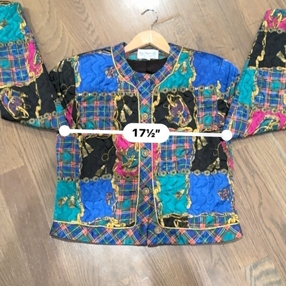 Women's Jackets size 12 multi color boho vintage patchwork maximalist glam D - Picture 8 of 9